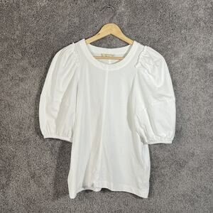 Madewell Womens White Puff Sleeve T-Shirt XS Short Sleeve Crew Neck Tee Top